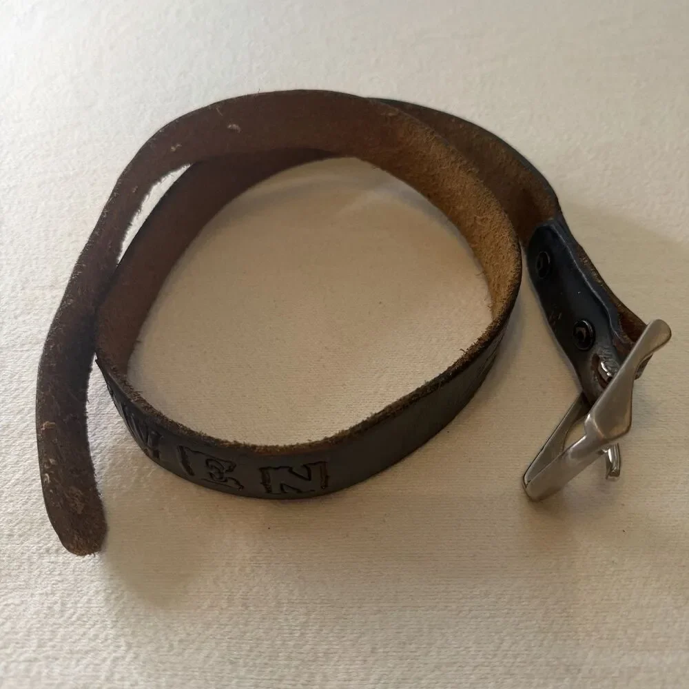 Steven Tooled Brown Leather Belt with Silver Buckle 1 1/8” W X 36 1/4” L